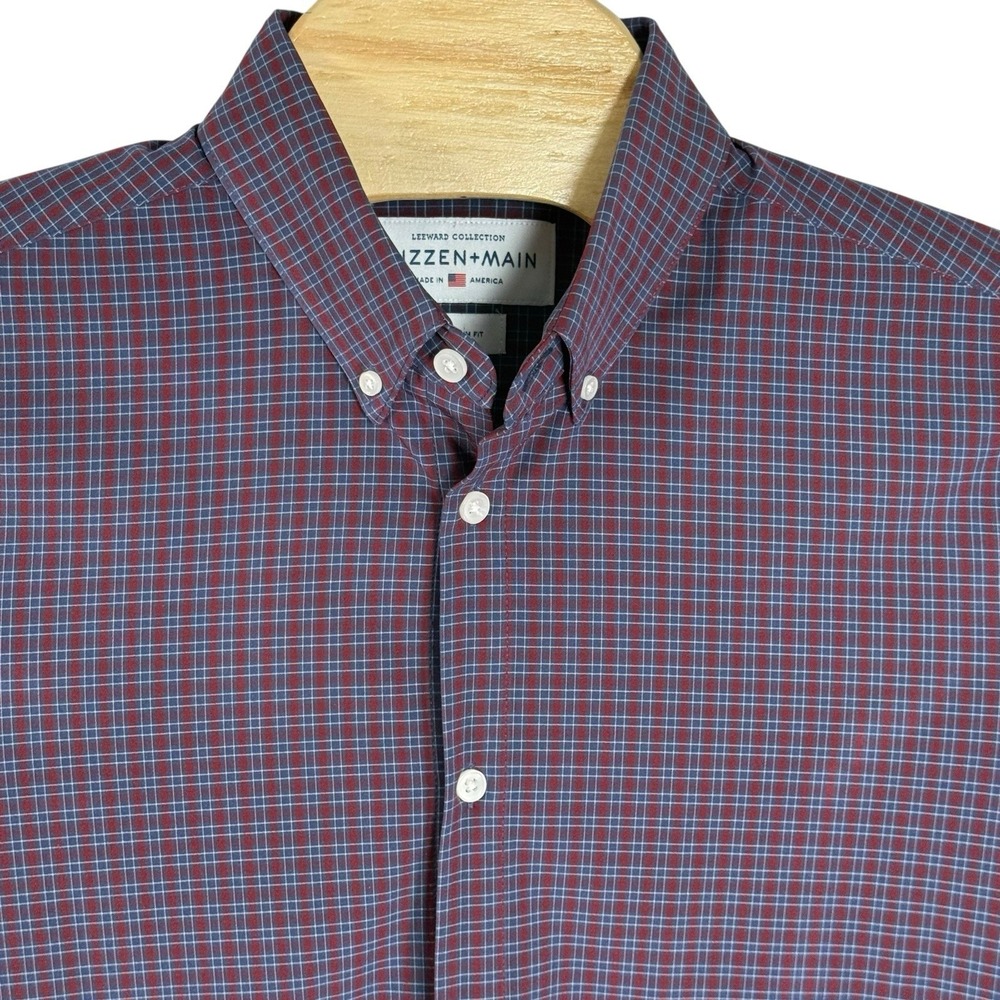 Mizzen+Main Men XL Trim Fit Made in America Tattersall Long Sleeve Shirt
